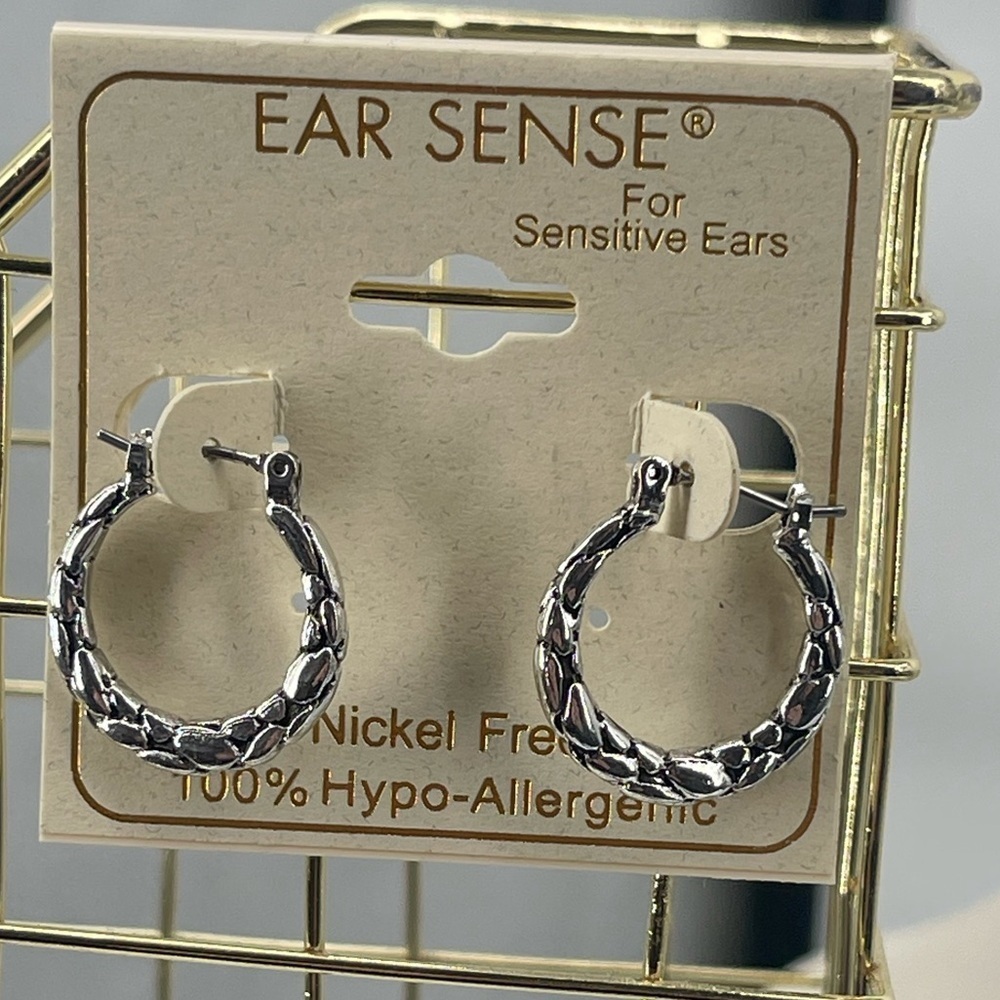 Ear Sense NWT silver toned pebbled hoop earrings